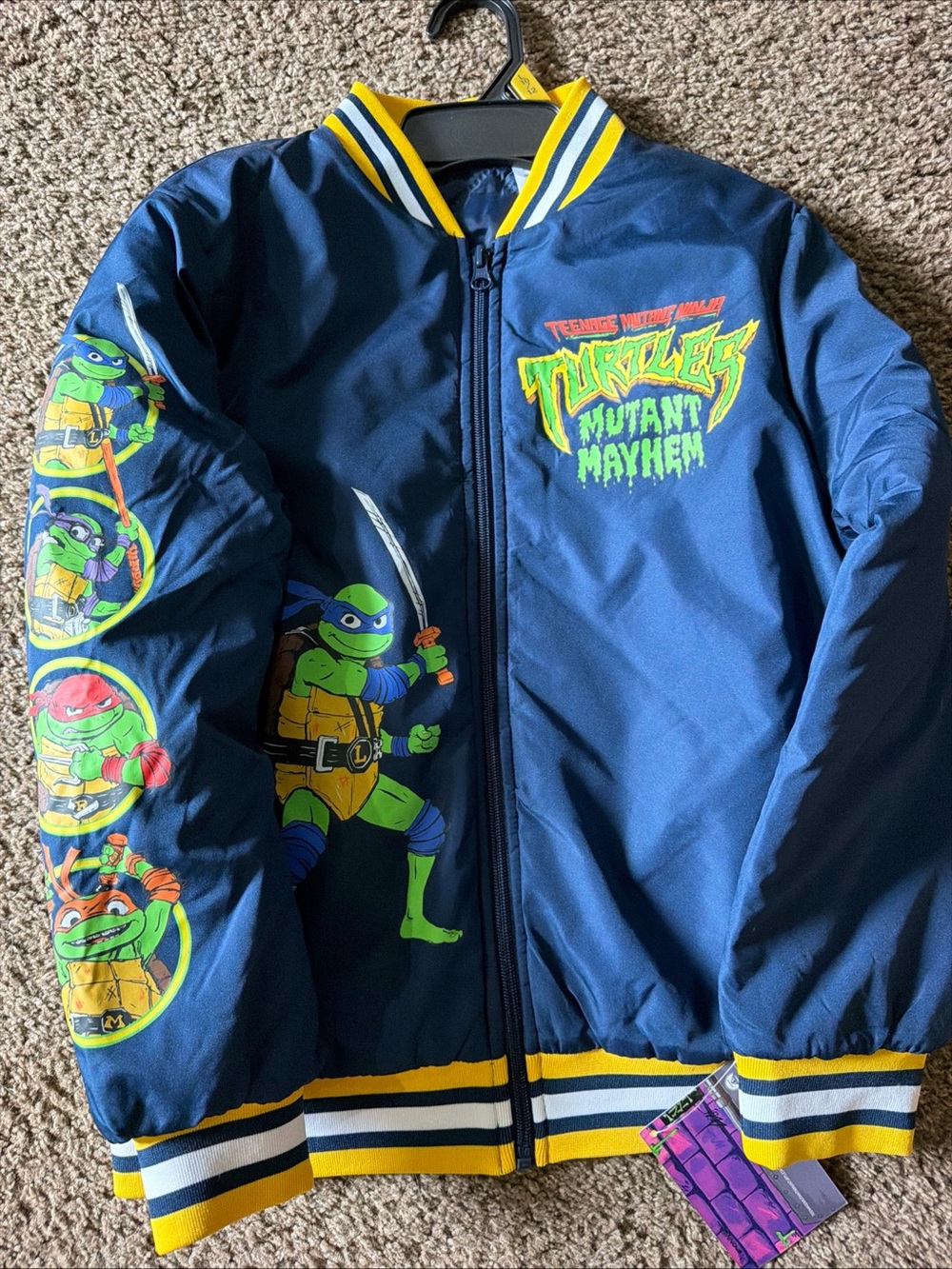 Nickelodeon Teenage Mutant Ninja Turtles Navy Blue & Yellow Puffer Jacket